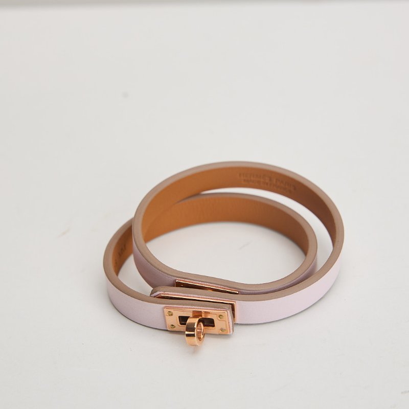 Hermès Double Kelly 雙圈手環/淡紫色-6