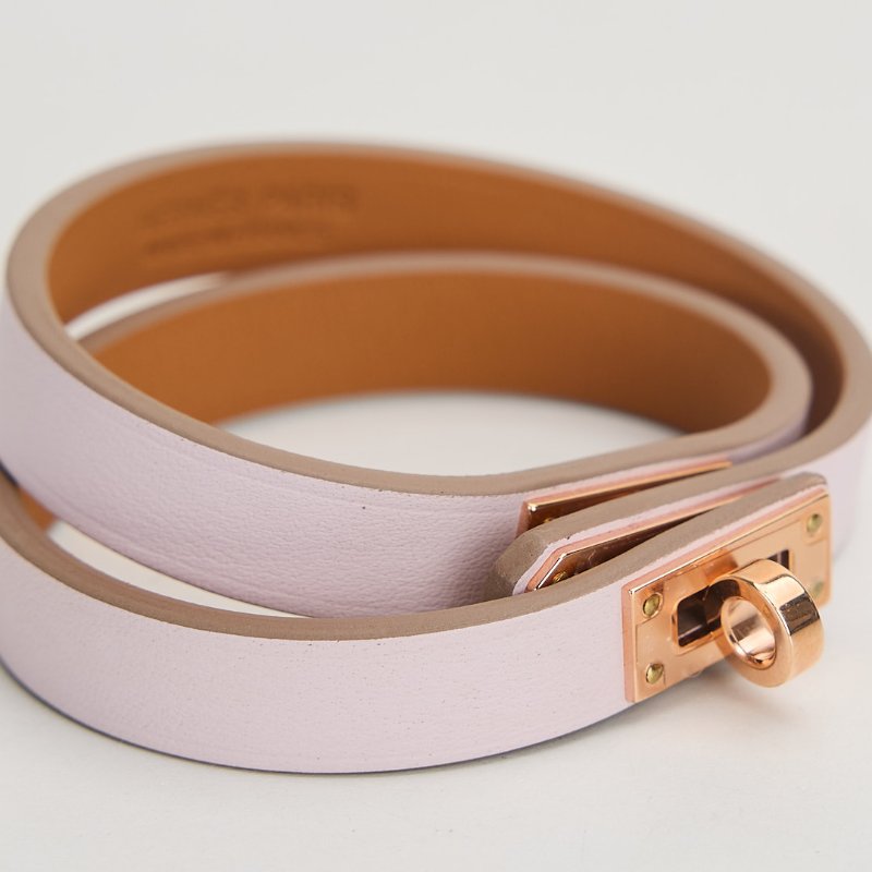Hermès Double Kelly 雙圈手環/淡紫色-7