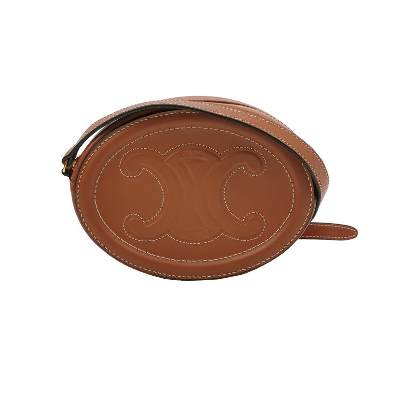 Celine CuirTriomphe牛皮純色凱旋門Logo斜挎包-0