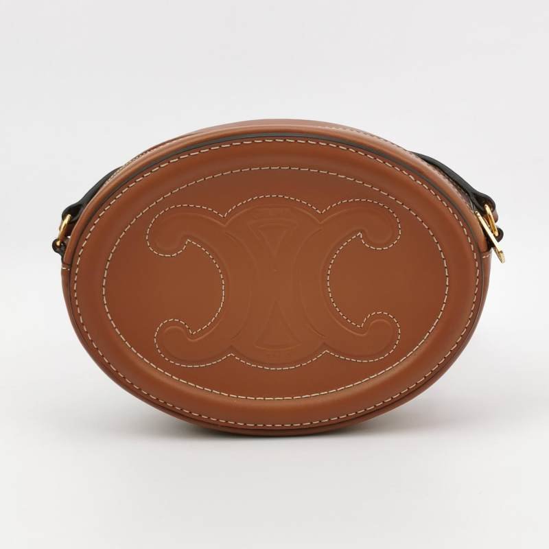 Celine CuirTriomphe牛皮純色凱旋門Logo斜挎包-4