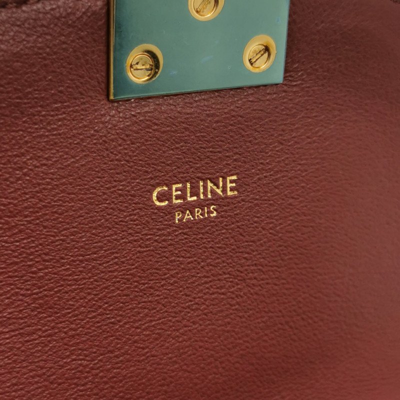 Celine C Bag中號牛皮純色金屬鎖扣單肩包-7