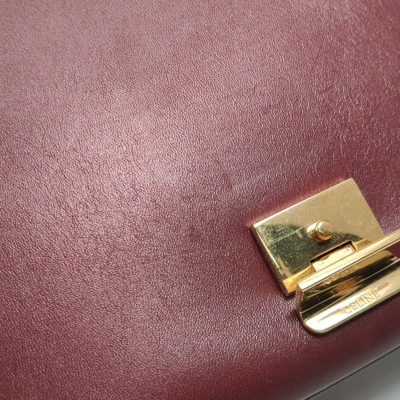 Celine C Bag中號牛皮純色金屬鎖扣單肩包-9