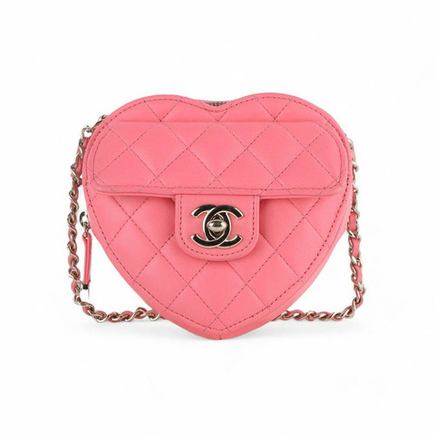 CHANEL AP2784 香檳金羊皮 CC 心型小鏈條斜背包 /32872-