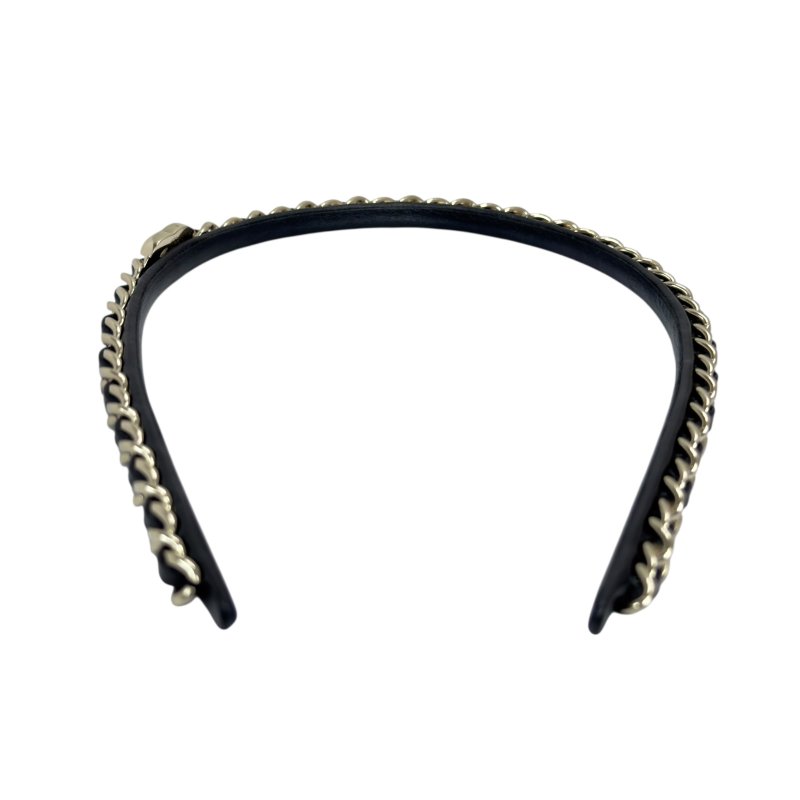 CHANEL CC 皮穿鏈 髮箍-10