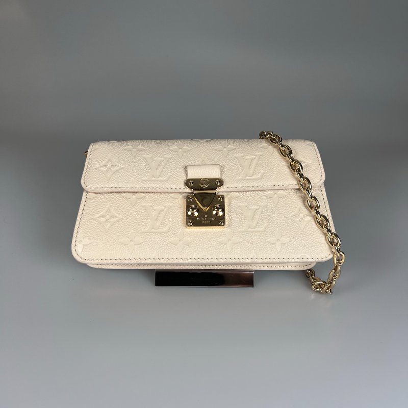 全新品 LV M82836/晶片款 白壓紋Wallet On Chain Métis 金鍊麻將包-0