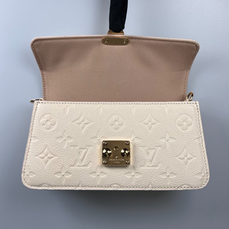 全新品 LV M82836/晶片款 白壓紋Wallet On Chain Métis 金鍊麻將包-5