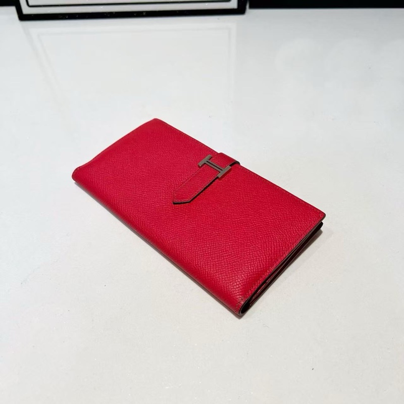 超值 愛馬仕 Hermès Béarn 紅色銀扣 長夾｜經典H扣｜俐落耐看 T 刻-1