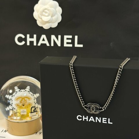 CHANEL 24A水鑽雙C項鍊 - So black