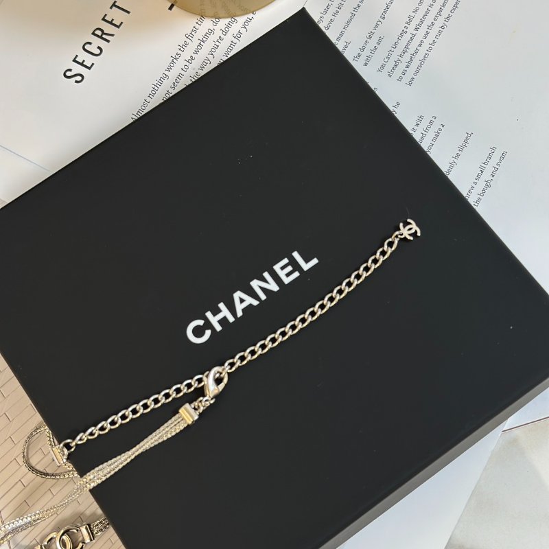 CHANEL 24B雙C蛇骨雙層銀鍊-5