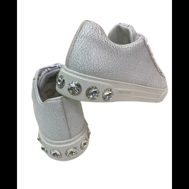 Miu Miu 裂紋款皮革運動鞋 休閒鞋 36碼-2