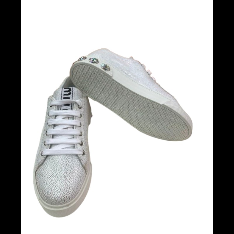 Miu Miu 裂紋款皮革運動鞋 休閒鞋 37碼-3