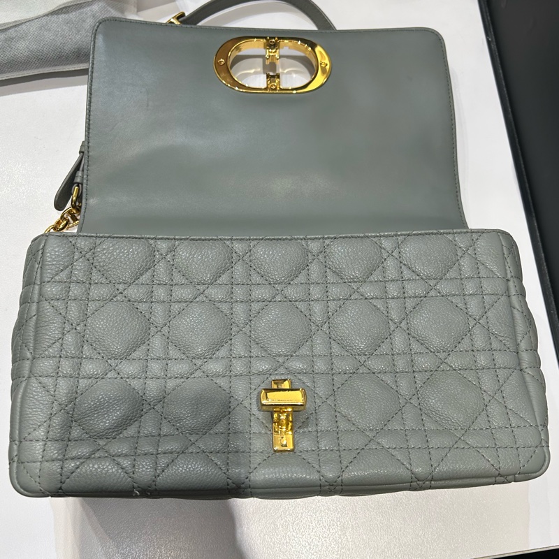 Dior caro 霧霾藍金釦中號-7