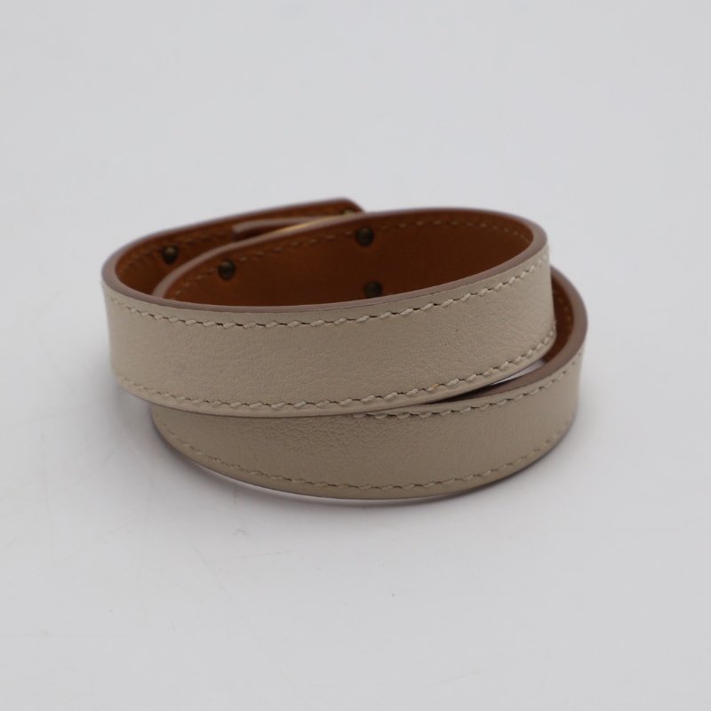 HERMES Mini kelly雙圈手環 - T1 奶昔白金 T-2