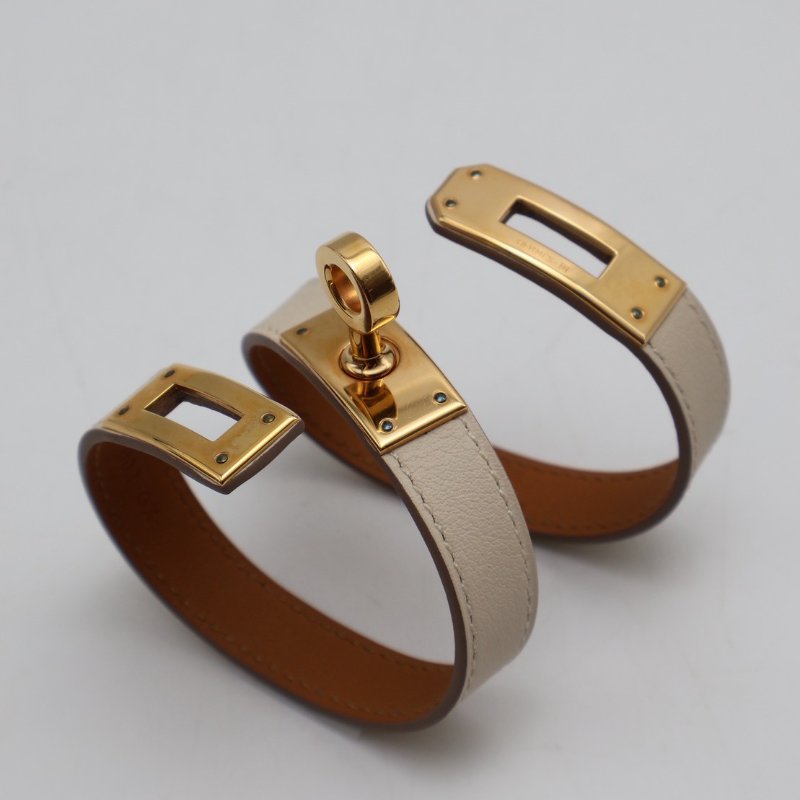 HERMES Mini kelly雙圈手環 - T1 奶昔白金 T-3