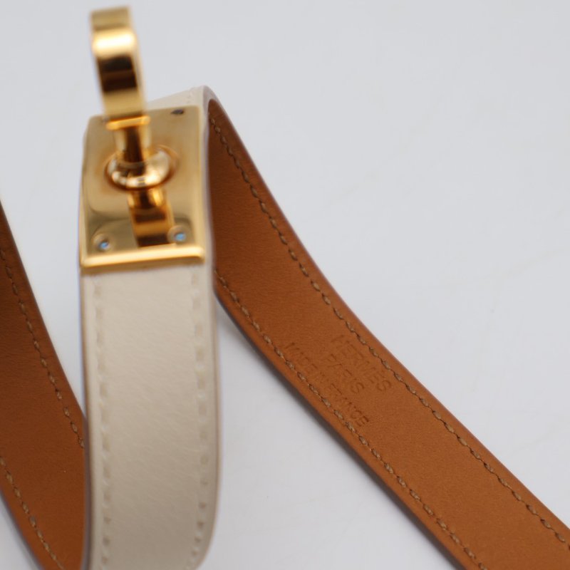 HERMES Mini kelly雙圈手環 - T1 奶昔白金 T-5