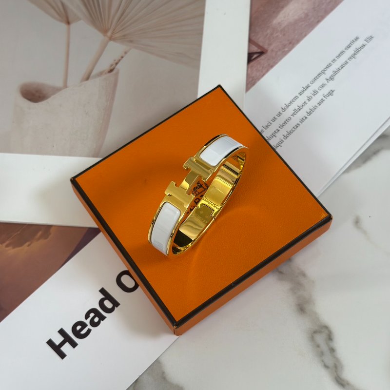 HERMES Clic H手環 - 白金-3