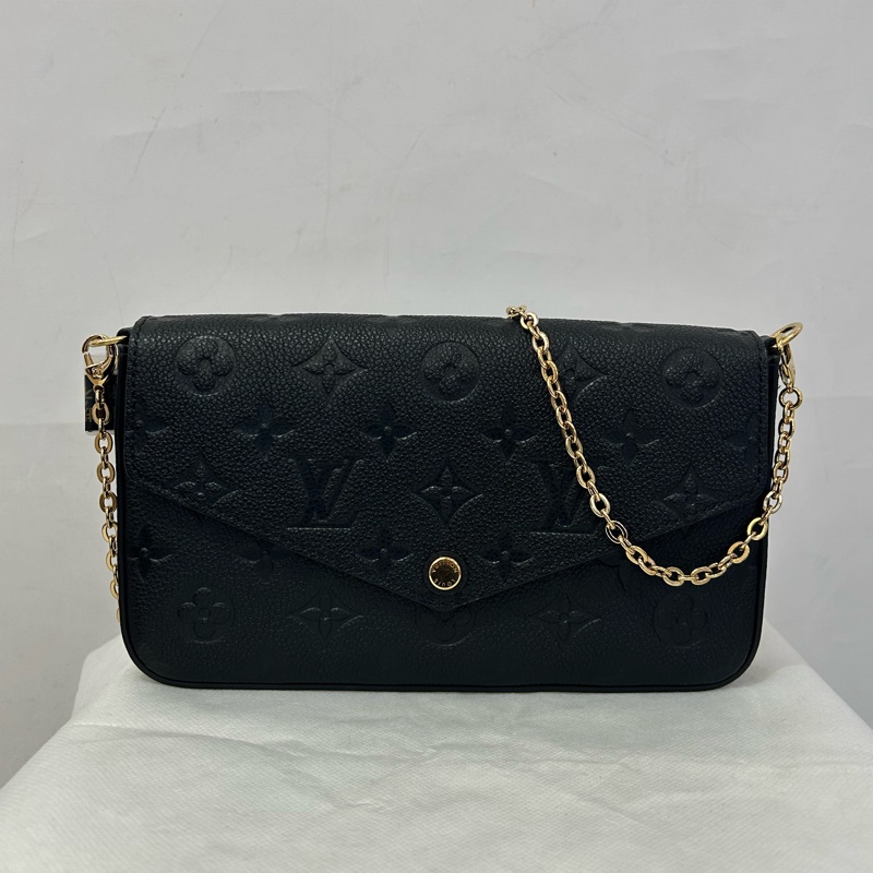 Louis Vuitton 黑壓紋三合一鏈包-0