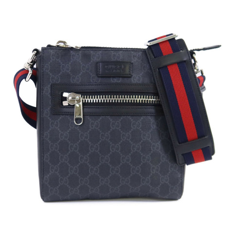 GUCCI 塗層帆布Messenger Bag銀扣肩背袋