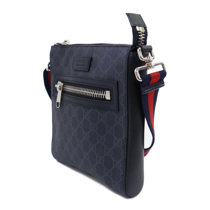 GUCCI 塗層帆布Messenger Bag銀扣肩背袋-2