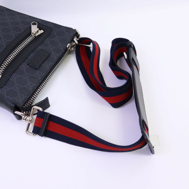 GUCCI 塗層帆布Messenger Bag銀扣肩背袋-4
