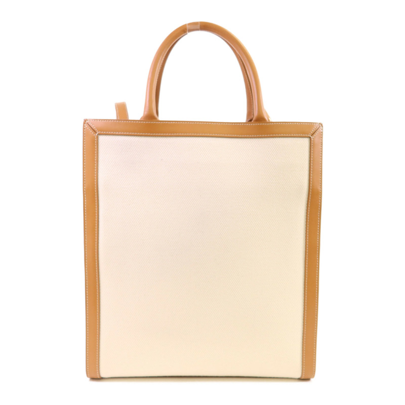 CELINE 帆布/牛皮皮革Vertical Cabas Small金扣手挽肩背兩用袋-1