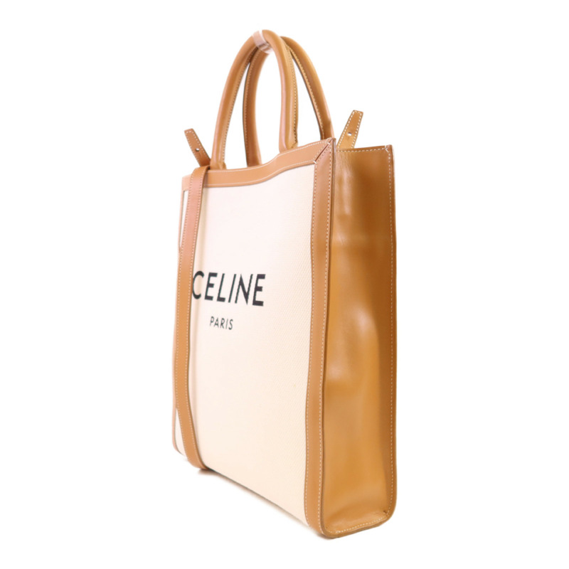 CELINE 帆布/牛皮皮革Vertical Cabas Small金扣手挽肩背兩用袋-2