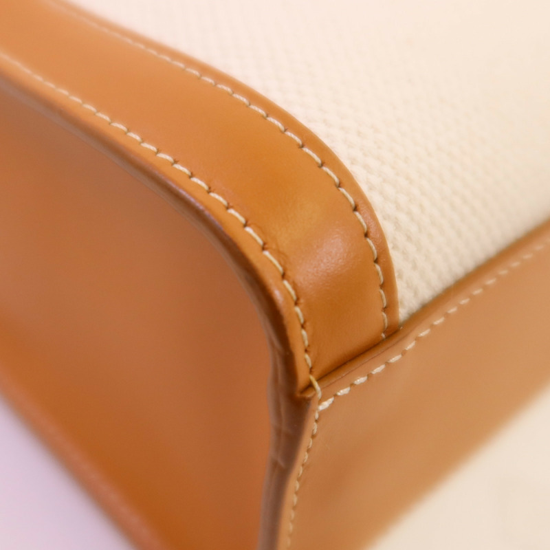 CELINE 帆布/牛皮皮革Vertical Cabas Small金扣手挽肩背兩用袋-5