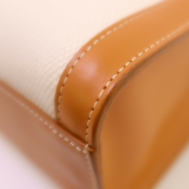 CELINE 帆布/牛皮皮革Vertical Cabas Small金扣手挽肩背兩用袋-6