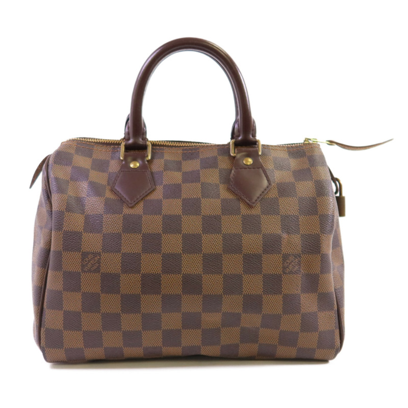 LOUIS VUITTON Damier Ebene Speedy 25金扣手挽袋-0