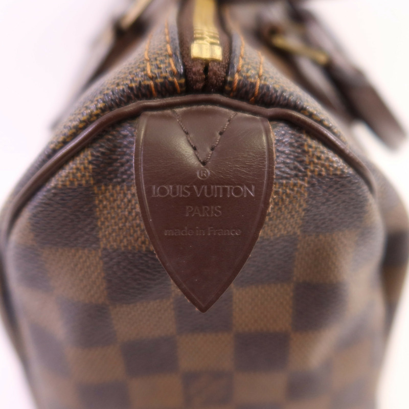 LOUIS VUITTON Damier Ebene Speedy 25金扣手挽袋-9