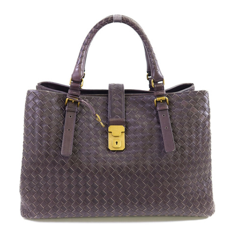 BOTTEGA VENETA 織紋皮革Roma Medium金扣手挽袋
