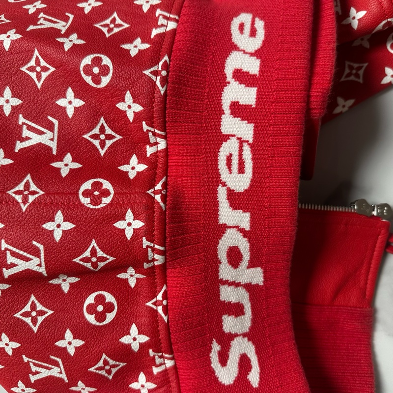 LOUIS VUITTON FW21 红色老花皮衣-5