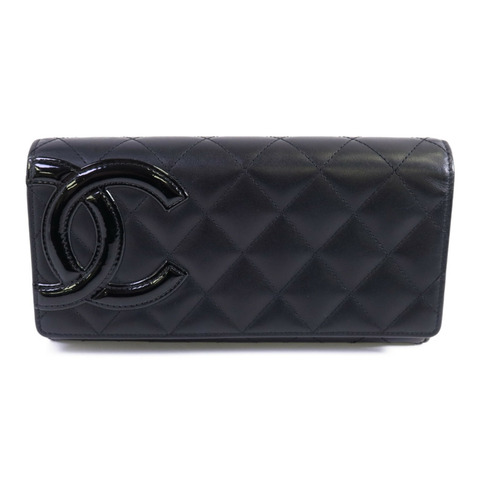 CHANEL 牛皮皮革Cambon Long Wallet銀扣長錢包