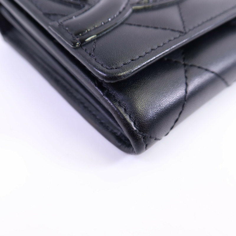 CHANEL 牛皮皮革Cambon Long Wallet銀扣長錢包-4