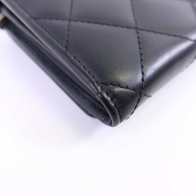 CHANEL 牛皮皮革Cambon Long Wallet銀扣長錢包-6