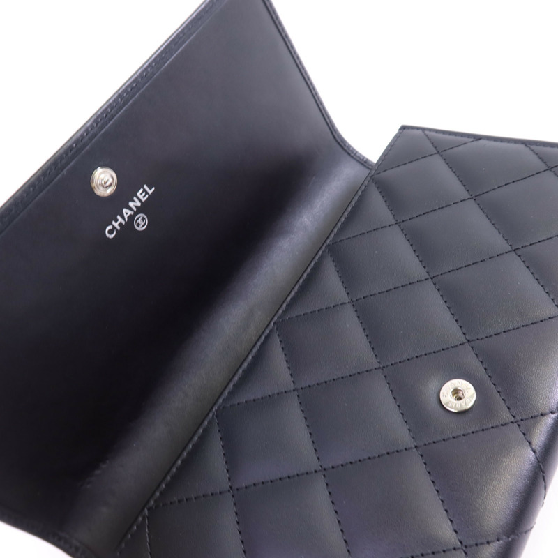CHANEL 牛皮皮革Cambon Long Wallet銀扣長錢包-8