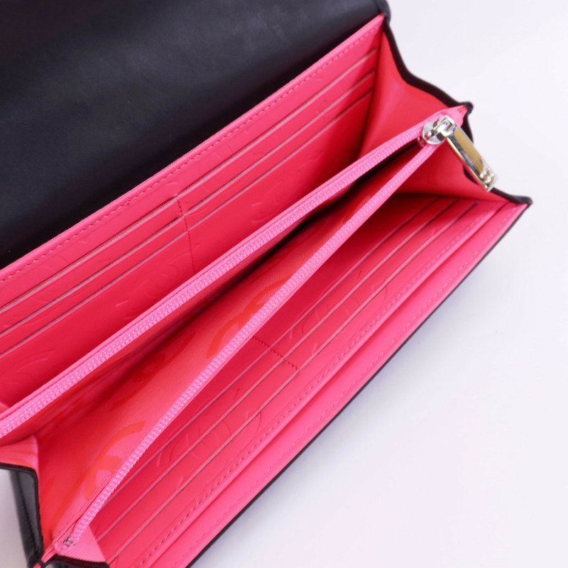 CHANEL 牛皮皮革Cambon Long Wallet銀扣長錢包-13