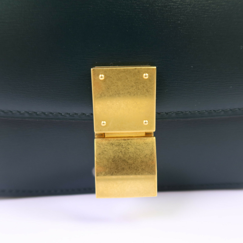 CELINE 牛皮皮革Mini Classic Box金扣肩背袋-10