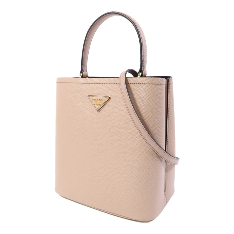 PRADA Saffiano皮革Panier金扣手挽肩背兩用袋-2