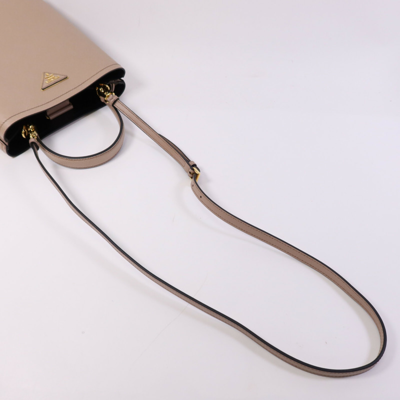 PRADA Saffiano皮革Panier金扣手挽肩背兩用袋-8