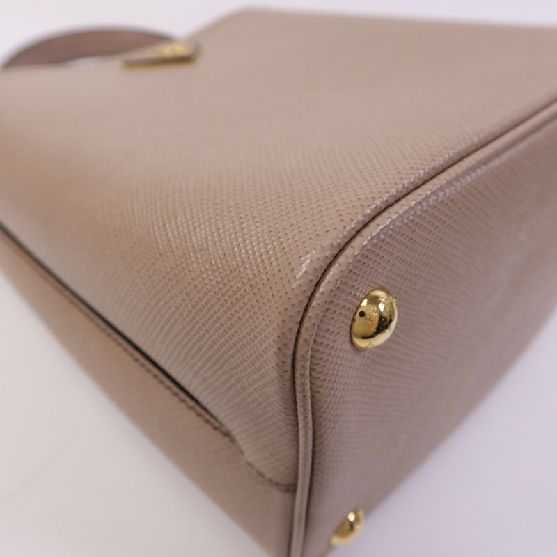 PRADA Saffiano皮革Panier金扣手挽肩背兩用袋-11