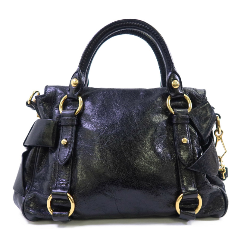 Miu Miu 牛皮皮革Vittelo Lux Mini Bow金扣手挽肩背兩用袋-1