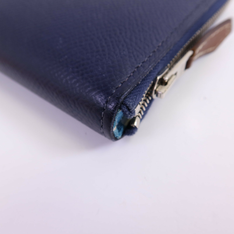 HERMES Epsom皮革Silk'In Classique Long Wallet銀扣拉鏈長錢包-5