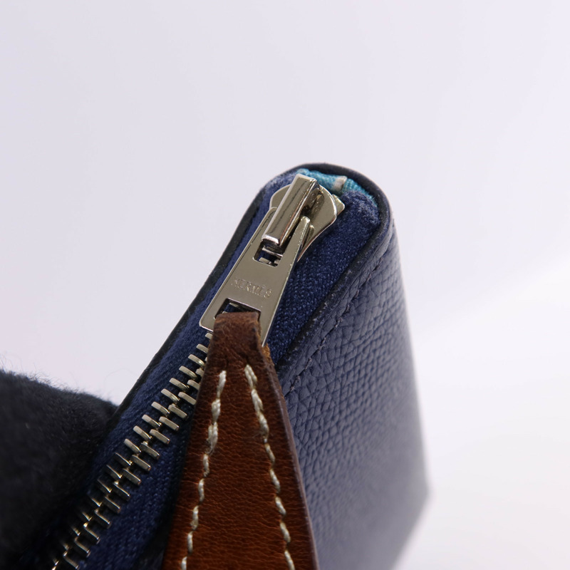 HERMES Epsom皮革Silk'In Classique Long Wallet銀扣拉鏈長錢包-8