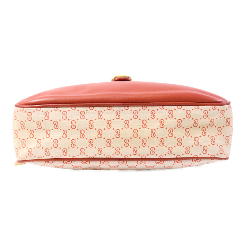 GUCCI 牛皮皮革/塗層帆布Vintage Shoulder Bag金扣肩背袋-3