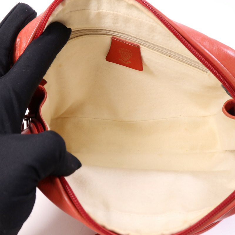 GUCCI 牛皮皮革/塗層帆布Vintage Shoulder Bag金扣肩背袋-4