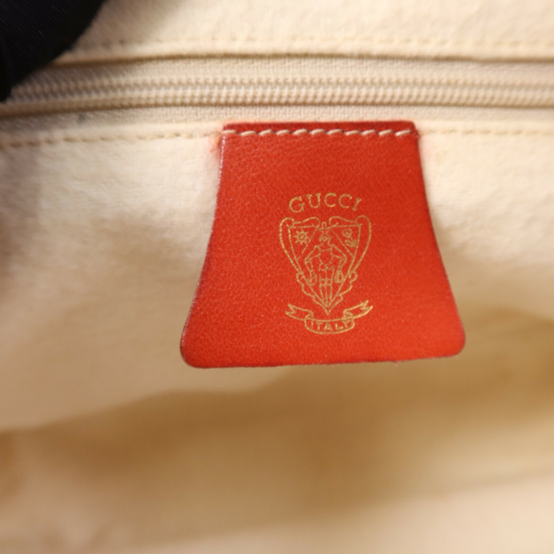 GUCCI 牛皮皮革/塗層帆布Vintage Shoulder Bag金扣肩背袋-5