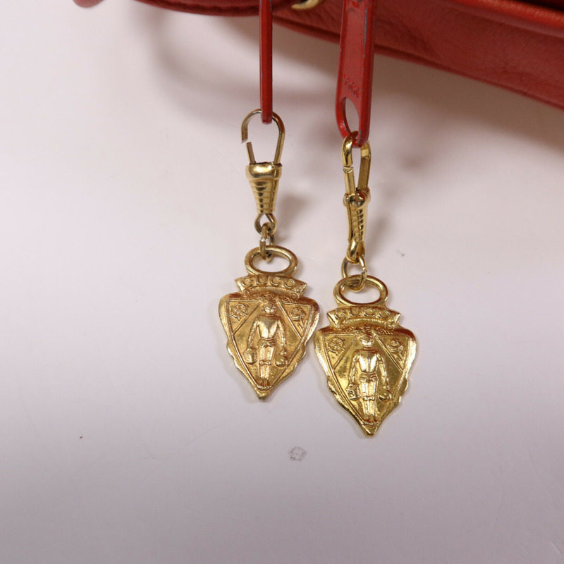 GUCCI 牛皮皮革/塗層帆布Vintage Shoulder Bag金扣肩背袋-6