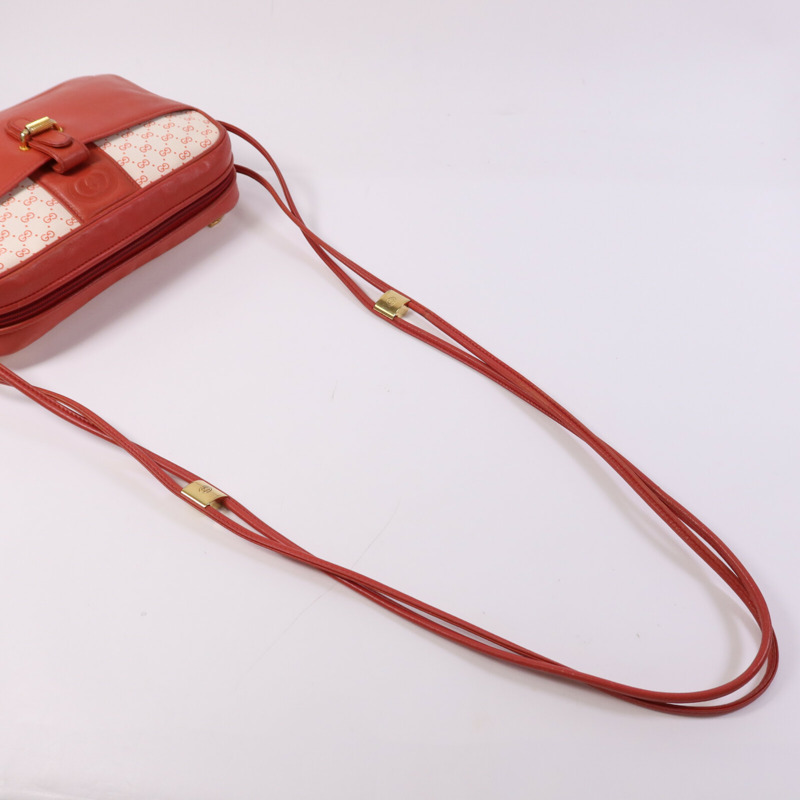 GUCCI 牛皮皮革/塗層帆布Vintage Shoulder Bag金扣肩背袋-9