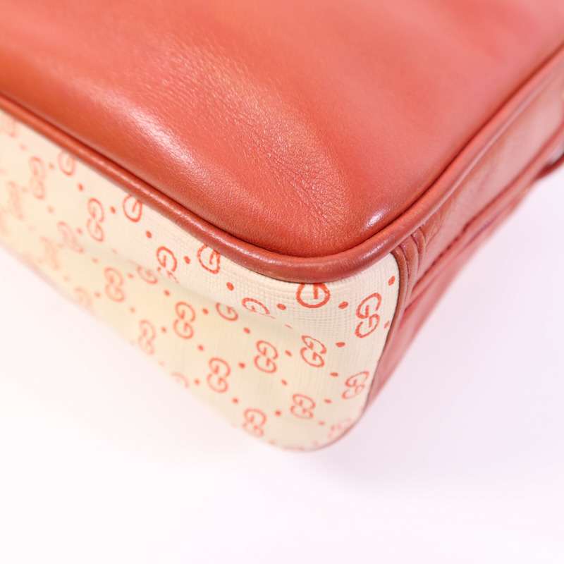 GUCCI 牛皮皮革/塗層帆布Vintage Shoulder Bag金扣肩背袋-11